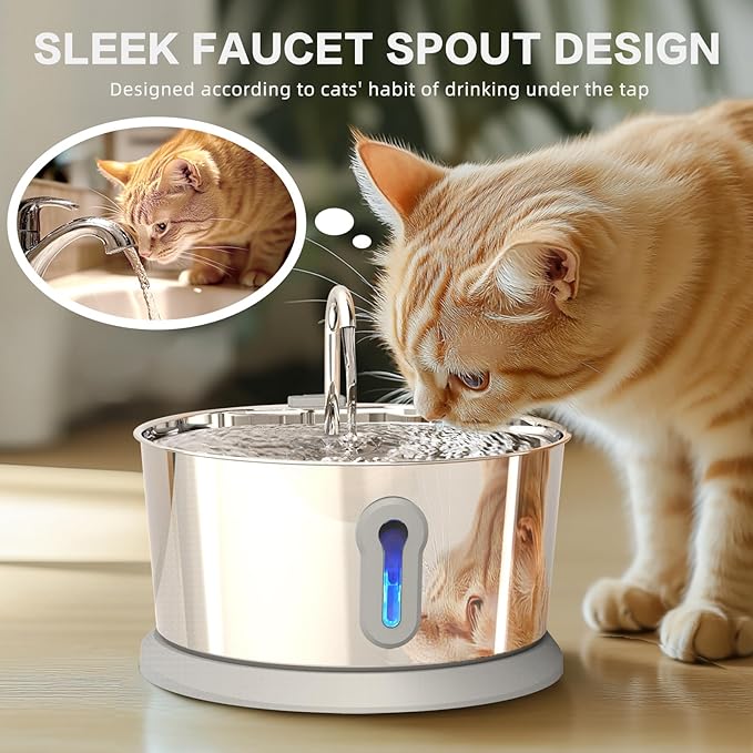 Battery Operated Cat Water Fountain Wireless, 4L/135oz Stainless Steel Pet - Image 8