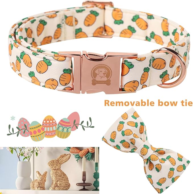 Easter Dog Collar with Bowtie, Cute Carrot Easter Dog Collar with Metal Buckle - Image 2