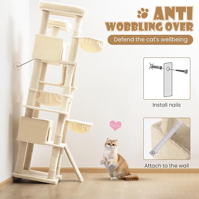 SHA CERLIN 81in Multi-Level Tall Cat Tree Tower - Image 8