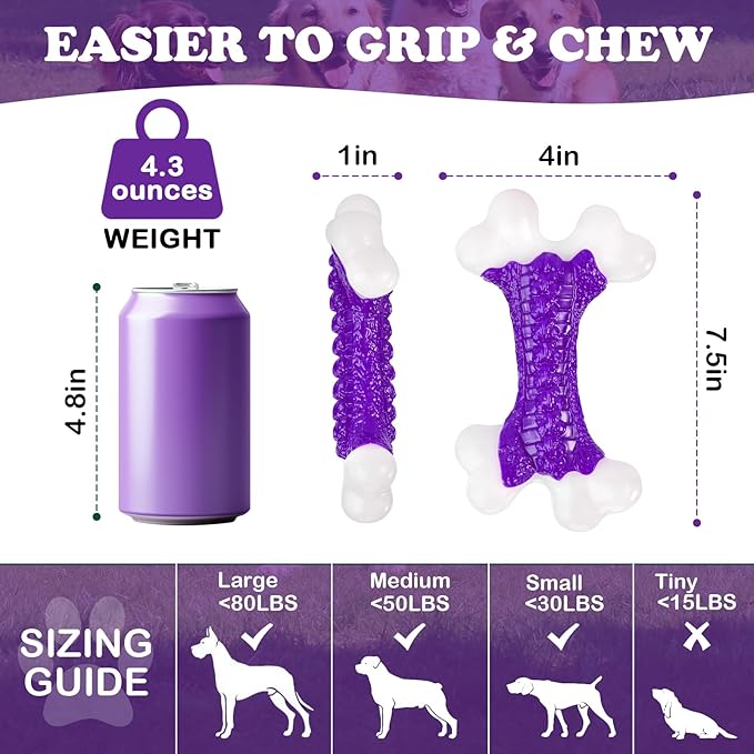 Tough Dog Chew Toys for Aggressive Chewers Large Medium Breed Bacon Flavor - Image 6