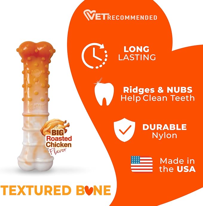 Nylabone Limited Edition 70th Birthday Textured Bone Power Chew Toy - Image 3