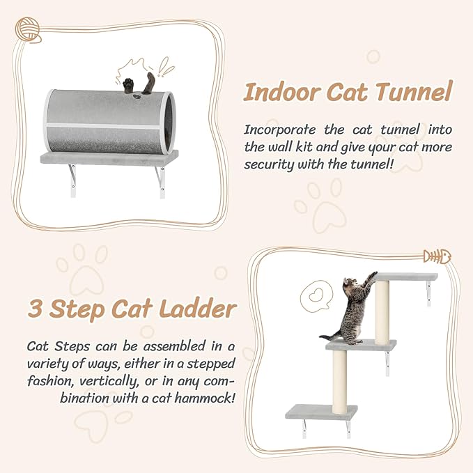 NUNU LAB 14-in-1 Cat Wall Shelves Set, Wall-Mounted Cat Climber - Image 4