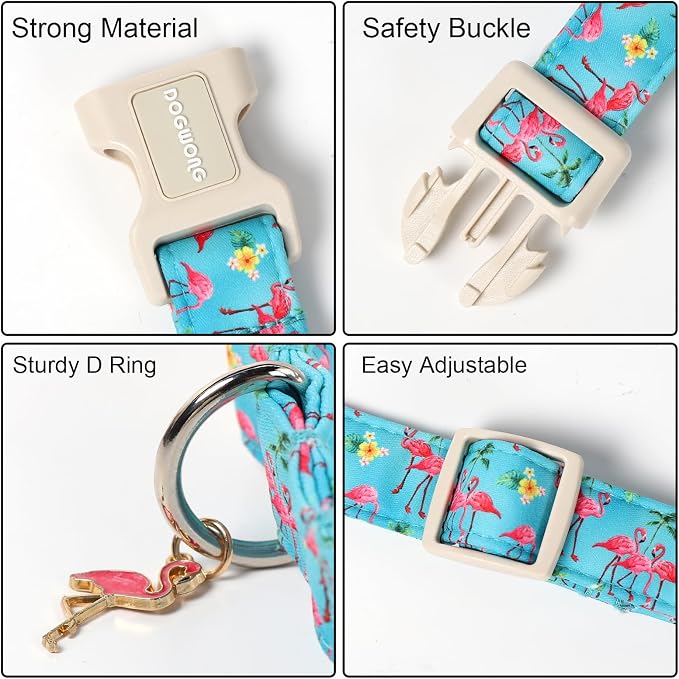 DOGWONG Spring Summer Dog Collar-Cute Flamingo Dog Collar, Adjustable Soft - Image 3