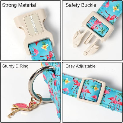 DOGWONG Spring Summer Dog Collar-Cute Flamingo Dog Collar, Adjustable Soft - Image 3