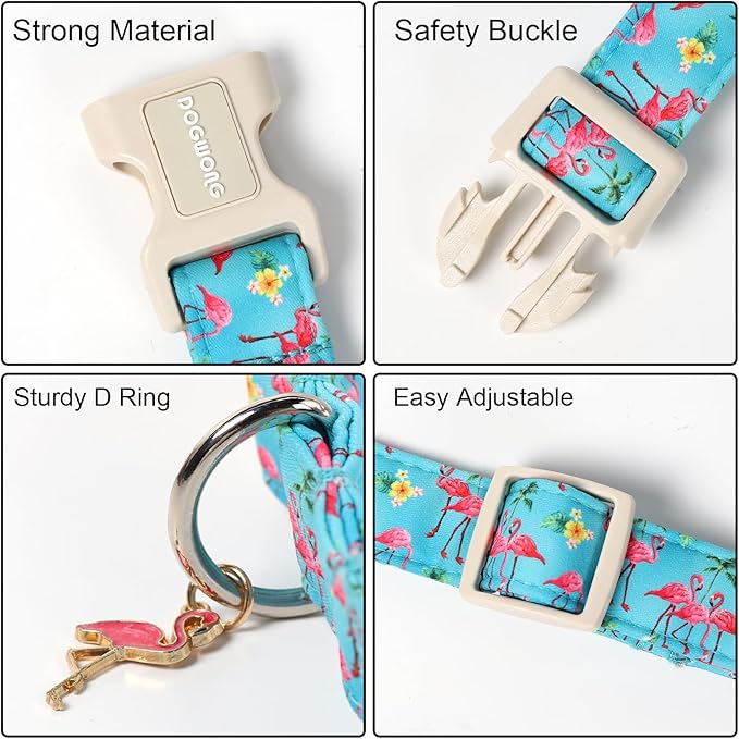 DOGWONG Spring Summer Dog Collar-Cute Flamingo Dog Collar, Adjustable Soft - Image 3