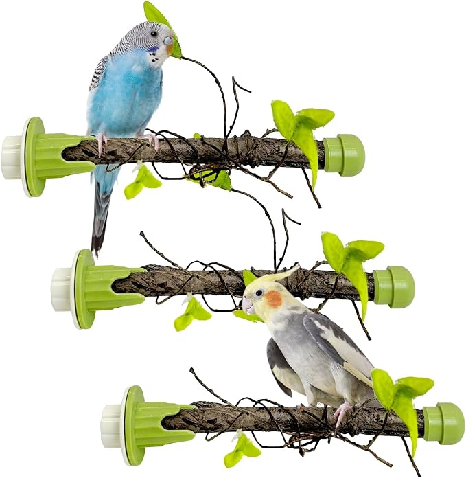 PINVNBY 3 PCS Bird Perches Simulation Branch Parrot Cage Perch Stand by PINVNBY