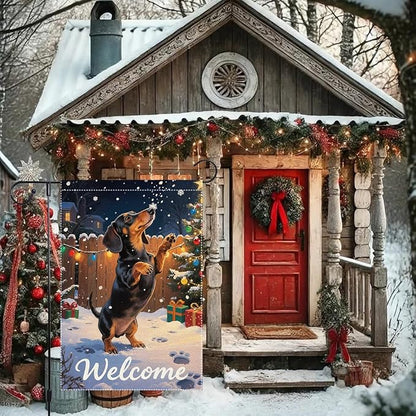 Dachshund Welcome Garden Flag 12x18 Inch Double Sided Christmas Burlap Yard - Image 4