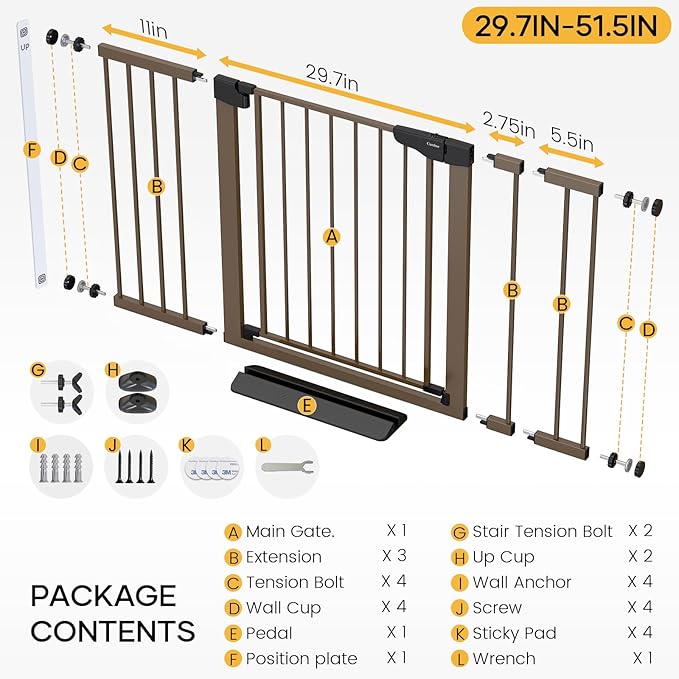Cumbor 2 Pack 29.7"-51.5" Extra Wide Baby Gate - Image 9