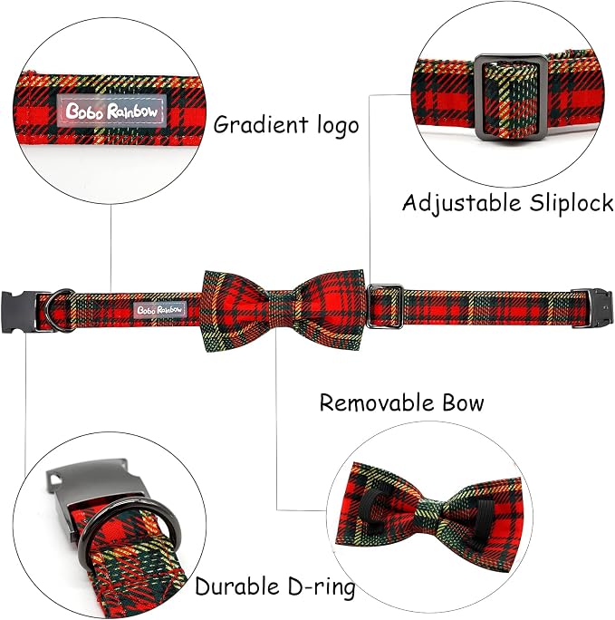 Dog Collar - Thanksgiving Turkey Dog Collar Bowtie Gift Soft Bow Adjustable - Image 2