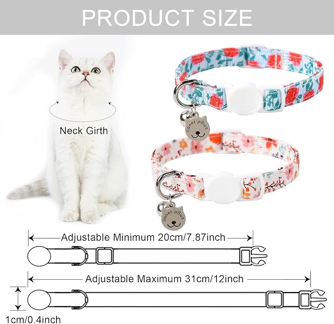 Lionet Paws 2pcs Pack Cotton Cat Collar, Breakaway Buckle - Image 5