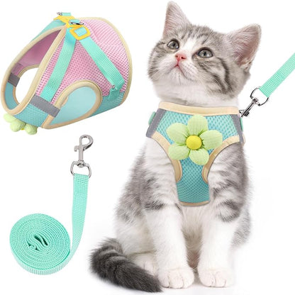 Cat Harness and Leash Set for Walking Escape Proof, Adjustable Kitten Harness by NCMAMA