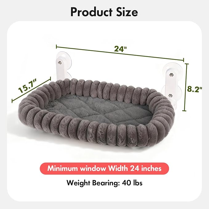 Cat Window Perch with Bolster, Cordless Foldable Cat Window Hammock with Strong - Image 5