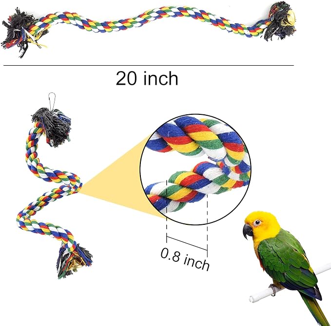 WishLotus Bird Perches, Parrot Colorful Climbing Rope Swing Toys Parrot Stand - Image 3