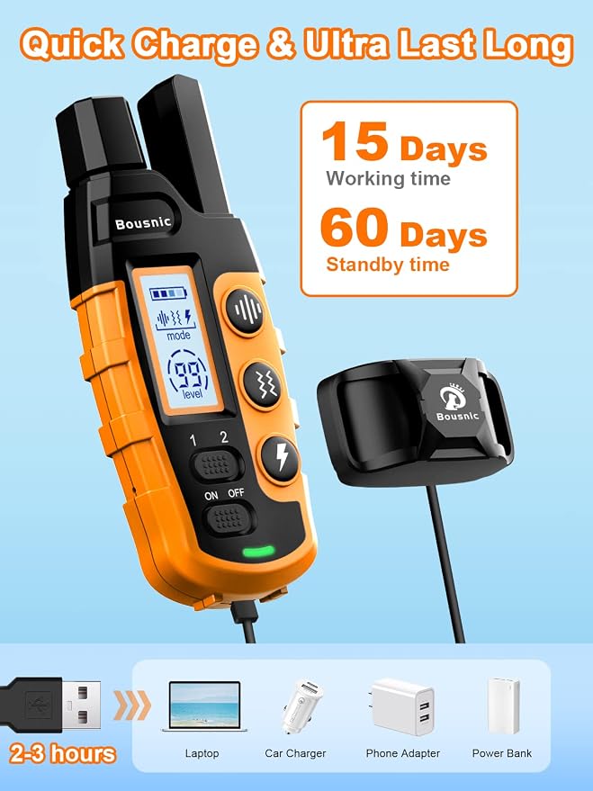 Bousnic Dog Shock Collar 2 Dogs - 3300 ft Waterproof Training Collar - Image 7