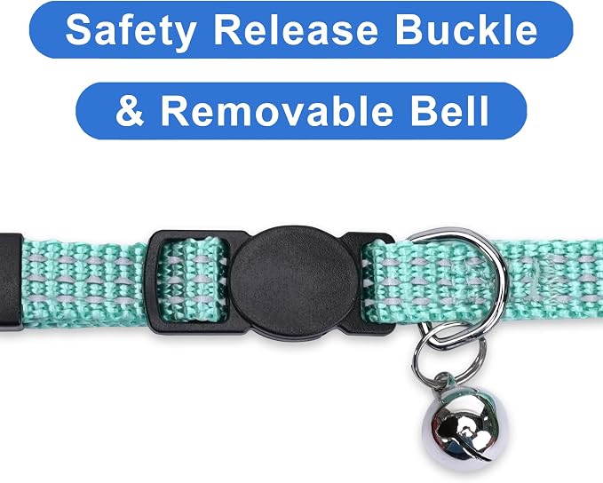 Pawtitas Reflective Teal Cat Collar - Image 3
