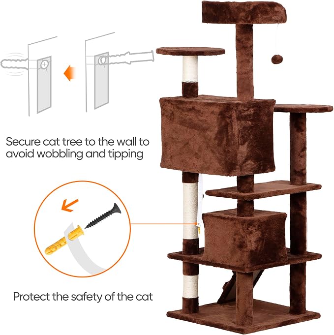 54-Inch Cat Tree for Large Cats, Sturdy Multi-Level Cat Tower - Image 5