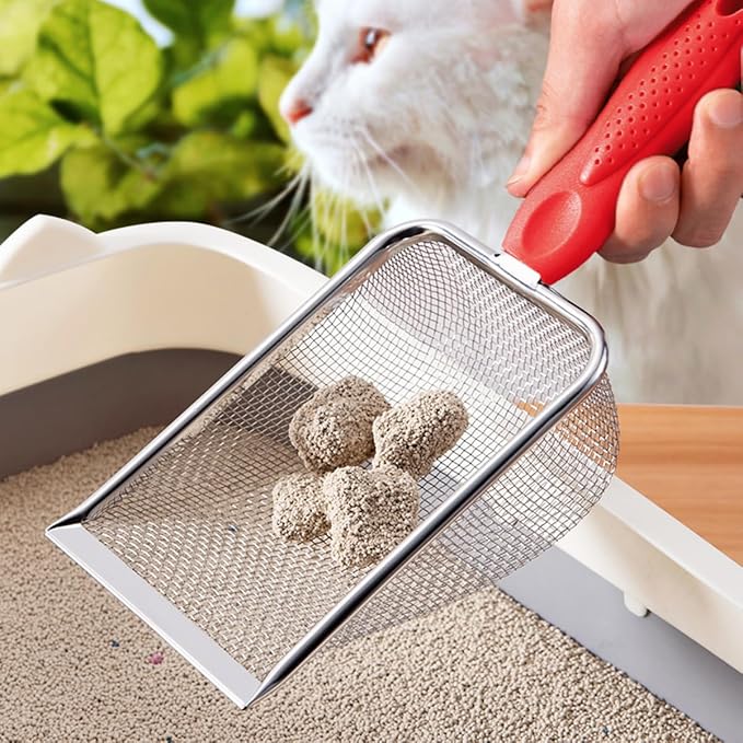 Cat Litter Scoop, Sturdy Litter Cleaner Corner Shovel, Stainless Steel Mesh - Image 7