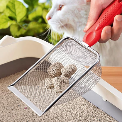 Cat Litter Scoop, Sturdy Litter Cleaner Corner Shovel, Stainless Steel Mesh - Image 7