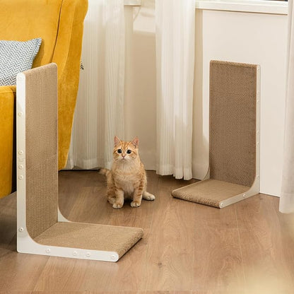 Cardboard Cat Scratcher, 26 Inch L Shape Scratch Pad Wall Mounted, Vertical - Image 7
