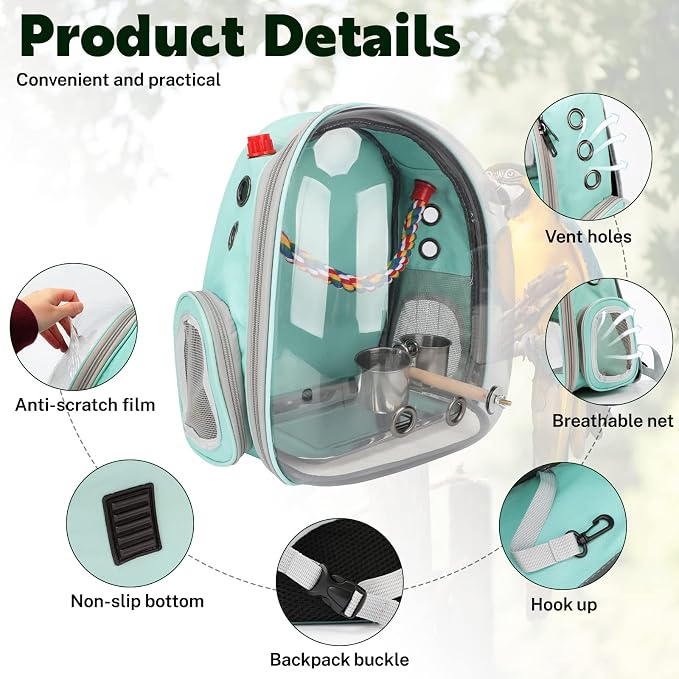 Rypet Bird Carrier Backpack Parrot Portable Breathable Bag Pet Bird Lightweight - Image 3