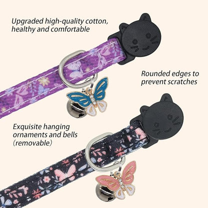 Cat Collar Breakaway, 2 Pack Cotton Cats Collars - Image 5