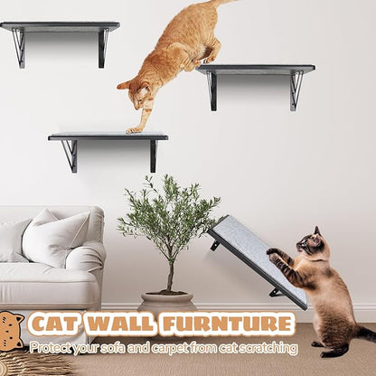 Cat Wall Shelves Set of 2, Wood Cat Shelves - Image 2
