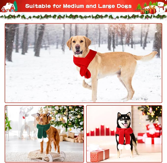 BWOGUE 2-Piece Knitted Dog Christmas Scarf & Bandana - Image 6