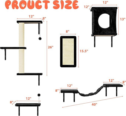 NUNU LAB Cat Wall Shelves Set, Scratching Post, Wall Shelves - Image 5