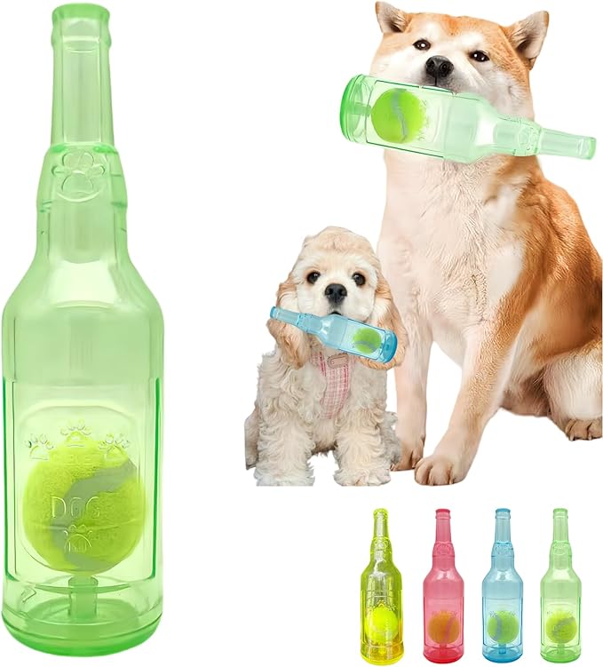Tennis Ball in Bottle Dog Toy Reinforced and Thickened Rubber Bottle Dog Chew by Jatmira
