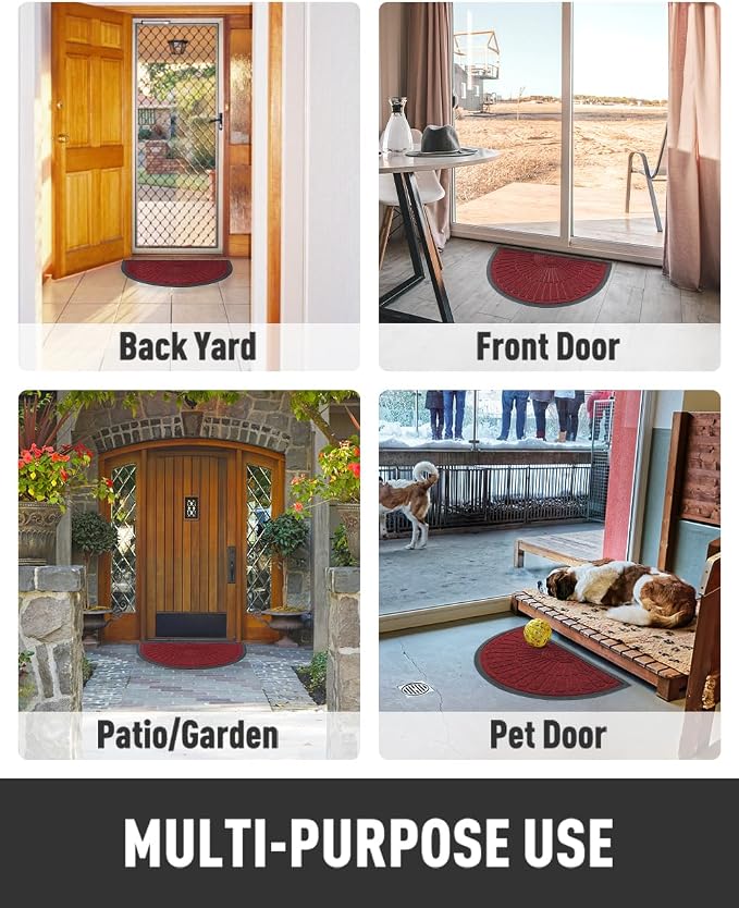 tchdio Door Mat Outdoor Indoor Entrance Doormat-Semicircular Durable Rubber Non - Image 7
