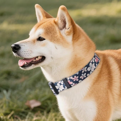 QQPETS Adjustable Soft Dog Collar: Print Flower Pink Multicolor Cute Patterns - Image 2