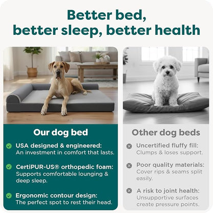 FurHaven Orthopedic Dog Bed for Large Dogs, L-Shaped Chaise Mattress, Egg Crate - Image 7