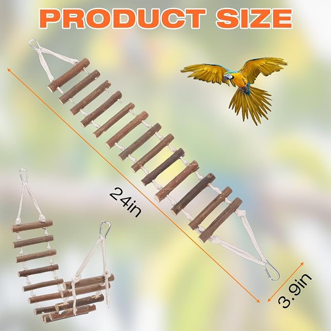 Naturals Rope Wooden Ladder Bird Swing - Image 2