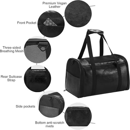 Fashion Leather Dog Carrier Cat Carrier Airline Approved Pet Carrier - Image 4
