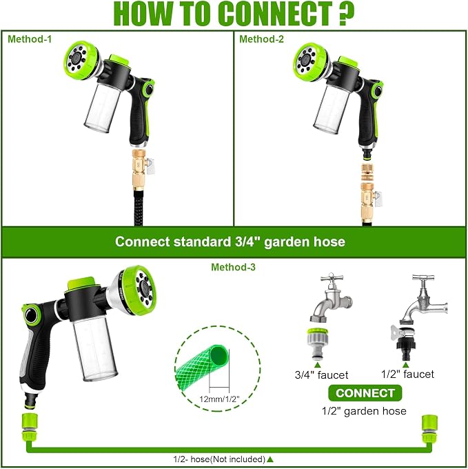 Dog Washing Hose Attachment, 8-in-1 Sprayer Mode Garden Hose Nozzle - Image 4