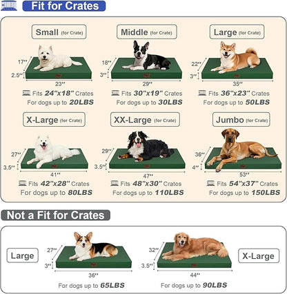 Outdoor Large Washable Dog Bed, Orthopedic Egg Crate Foam Dog Crate Mat - Image 2
