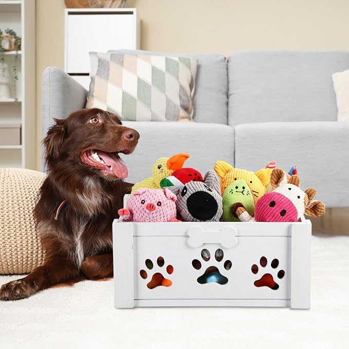 3 Pack Dog Toy Bin Wood Large Dog Toy Basket - Image 7
