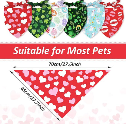 Whaline 6 Pack Valentine's Day Pet Bandanas Heart Pet Neckerchief Shamrock - Image 2