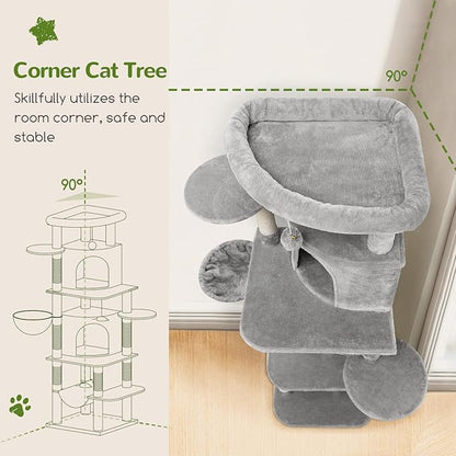 Globlazer Corner Cat Tree for Large Cats, 66inch Tall Curved Series Large Cat - Image 2