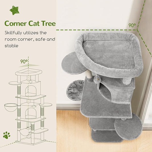Globlazer Corner Cat Tree for Large Cats, 66inch Tall Curved Series Large Cat - Image 2