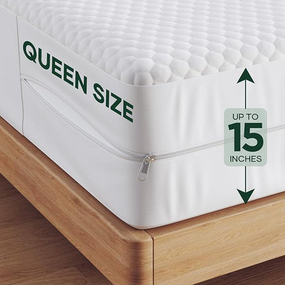 OhGeni 100% Waterproof Zippered Mattress Protector, Queen Size Mattress - Image 4