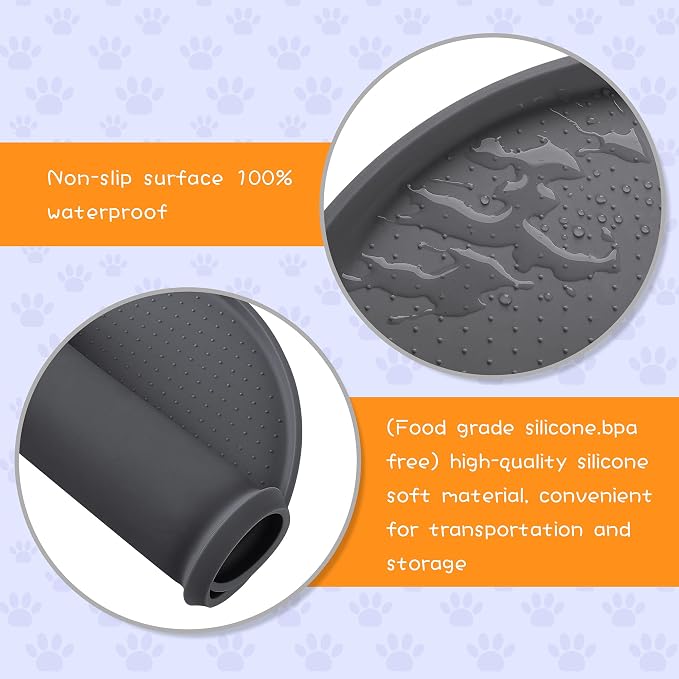 100% Waterproof 1.0" Raised Edge BPA Free Silicone Dog Food Mat, Pet Cat - Image 3