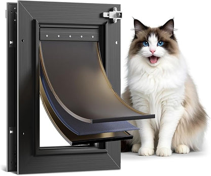 All Aluminum Cat Door Interior Door Black 3 Flaps, by PETCOMING