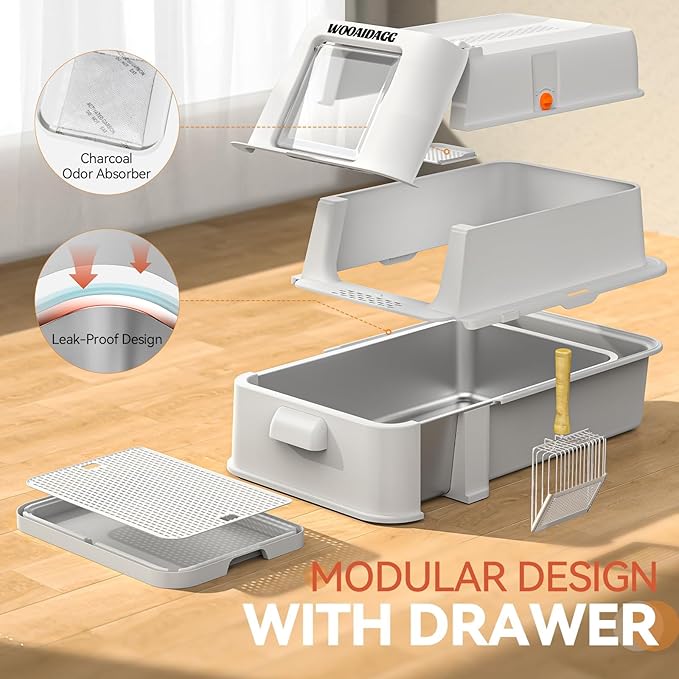 Enclosed Stainless Steel Cat Litter Box - Image 5