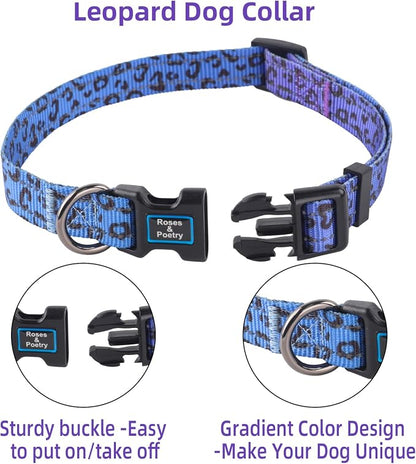 Roses&Poetry Dog Collars for Medium Dogs, Leopard Print Puppy Collar Adjustable - Image 3