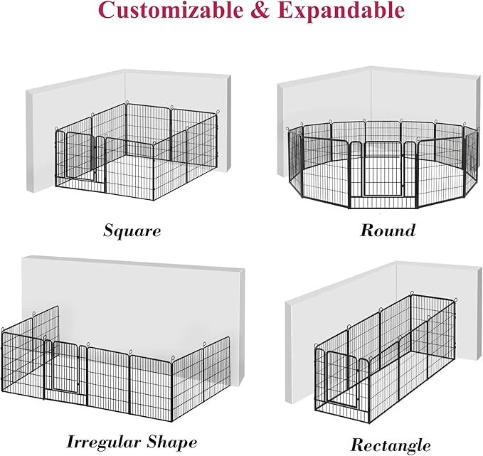 Dog Playpen, 32inch 20 Panels Outdoor Dog Fence Indoor Dog Pen Anti-Rust Pet - Image 6