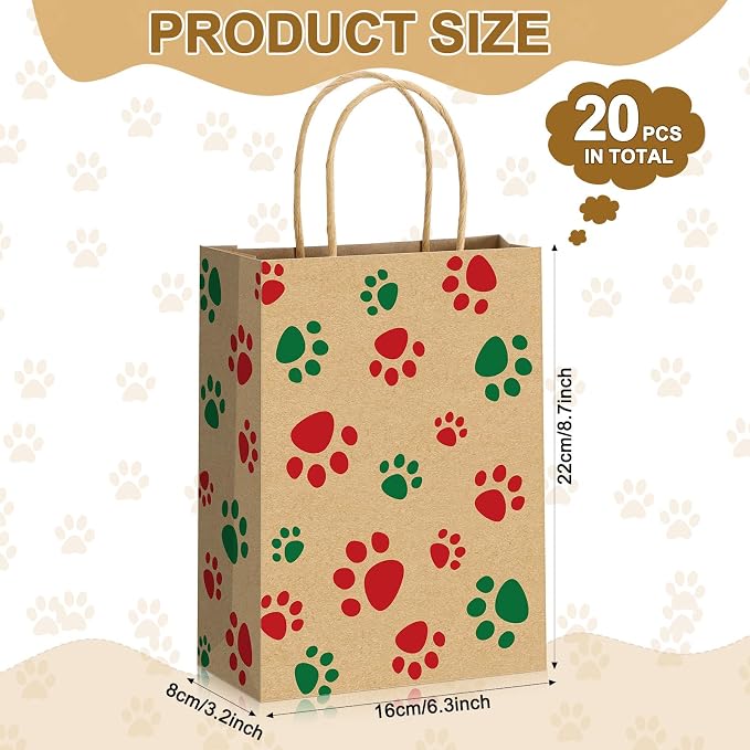 Blulu 20 Pcs Puppy Dog Paw Gift Bags - Image 2