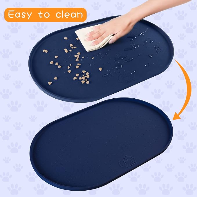 100% Waterproof 0.5" Raised Edge BPA Free Silicone Dog Food Mat, Pet Cat - Image 4