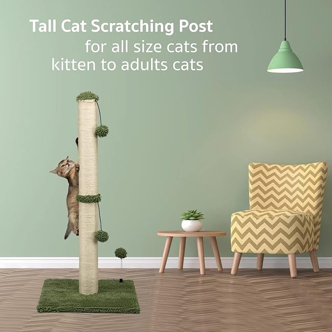 MECOOL 34“ Tall Cat Scratching Post Premium Basics Kitten Scratcher Sisal - Image 5