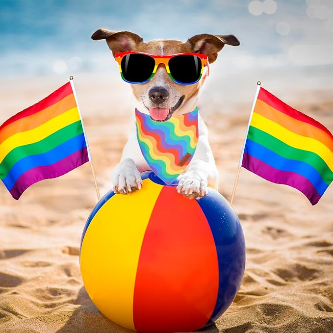 PTDECOR Rainbow Dog Bandanas Pride Day Dog Scarf Reversible Triangle LGBT+ - Image 2